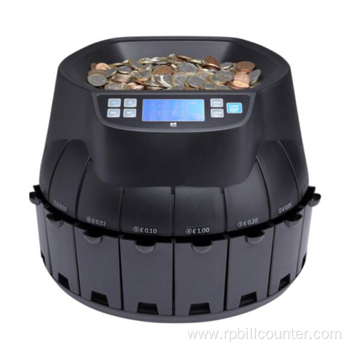 Black Coin Counter and Sorter with LED Screen